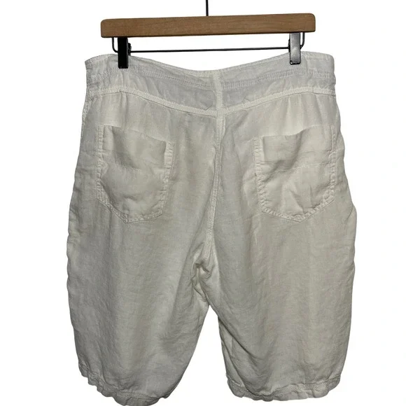 POETRY 100% Linen Lightweight Roll Tab Shorts White Women's Size 12 (36" Waist) - Picture 6 of 9